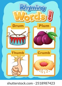 Illustration of rhyming words with images