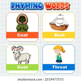 Illustration of rhyming words with images