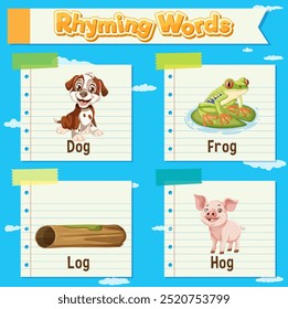 Illustration of rhyming words with images