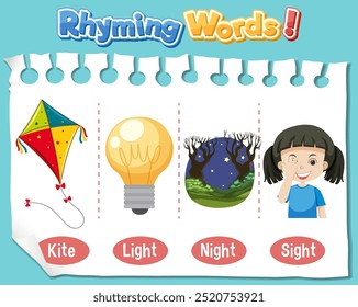 Illustration of rhyming words with images