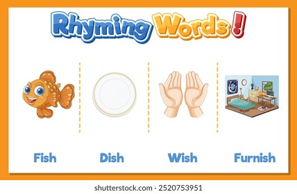 Illustration of rhyming words with images