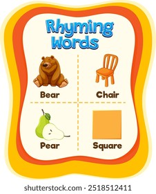 Illustration of rhyming words for kids