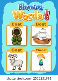 Illustration of rhyming words with pictures