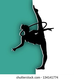 Illustration of rhythmic gymnastic girl on abstract background. EPS10.