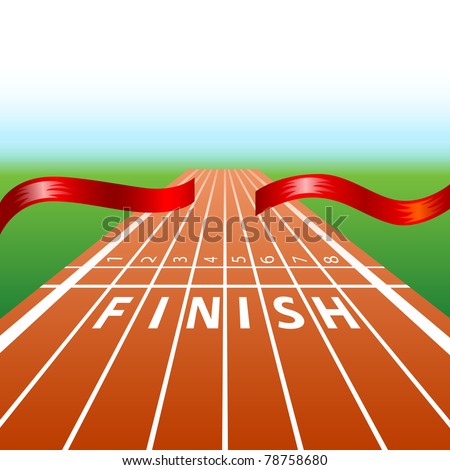 illustration of ribbon in finishing line with racing track