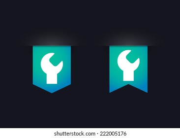 Illustration of a ribbon icon set with a monkey wrench