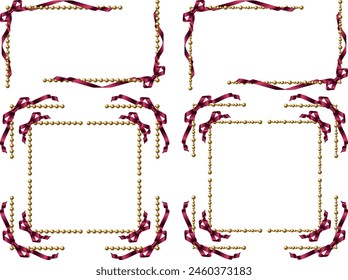 Illustration of ribbon and pearl frame