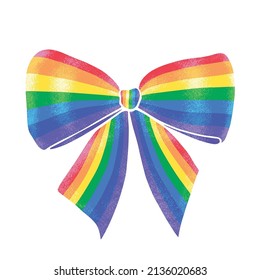 Illustration of a ribbon in rainbow colours with highlighted textures. Symbolism of hope, happiness, pride awareness, celebration, anti-discrimination, equality, and self-affirmation. 
