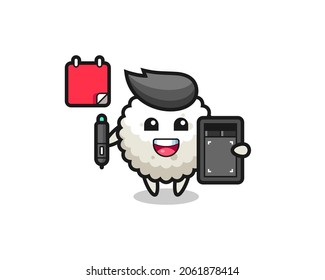 Illustration of rice ball mascot as a graphic designer , cute style design for t shirt, sticker, logo element