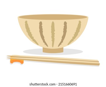 It is an illustration of a rice bowl and chopsticks.