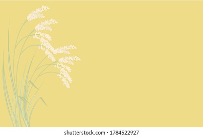Illustration of rice ears hanging fruit, image of autumn harvest