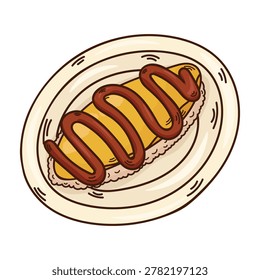 Illustration of rice egg, fried rice, omelette, scrambled eggs, Japanese food, Japanese restaurant food icon
