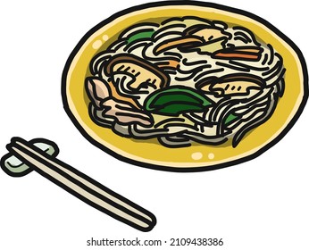 Illustration rice noodles  It's kind Asian food 