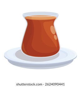 Illustration of rich, brewed turkish coffee served in a classic cup on a saucer