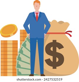 Illustration of rich people and US dollar