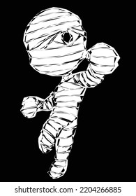 Illustration Of A Rickety Rough Scary Mummy On White