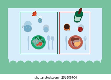 Illustration the right food