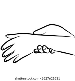 illustration of right hand holding left wrist