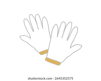 Illustration of right and left hand gloves on white