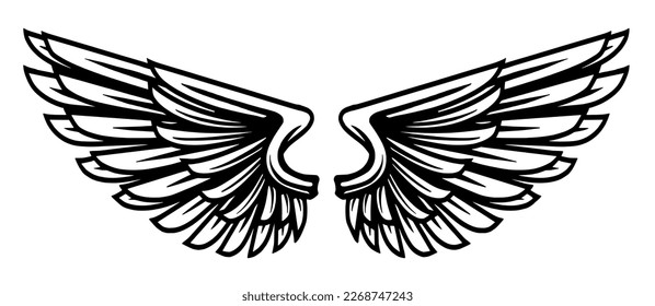 Illustration of right and left wings. Can be colored as needed.