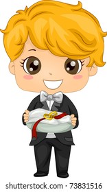 Illustration of a Ring Bearer Carrying a Pair of Rings