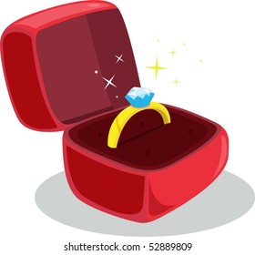 Illustration of a ring in a case on a white background