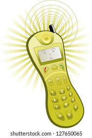 Illustration of a ringing cell phone on white backgrounds
