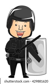Illustration of a Riot Cop in Full Gear