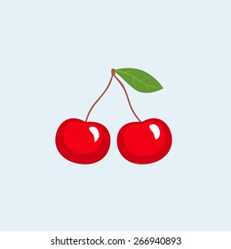 Illustration of ripe, juicy cherries on a white background