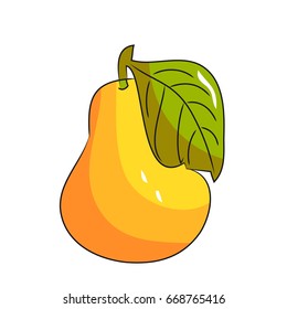 Illustration of a ripe pear on a white background.vector