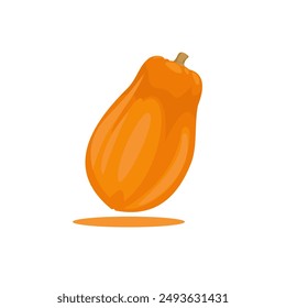 Illustration of ripe reddish orange papaya fruit isolated on white background