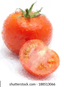 Illustration of a ripe tomato consists of triangles
