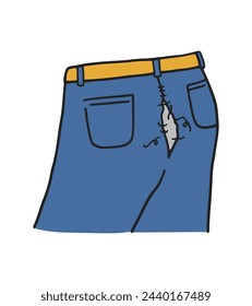 Illustration of ripped jeans with a torn back pocket