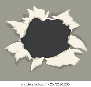 Illustration of ripped paper with dark hole