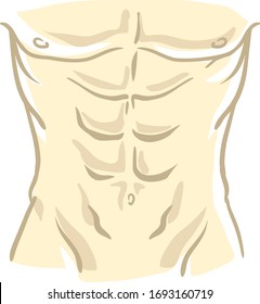 Illustration Of A Ripped Torso Of A Man With Six Pack Abs