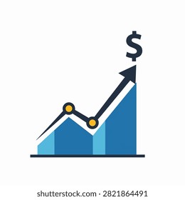 Illustration of a rising bar chart with dollar symbol and growth arrow