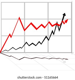 illustration of rising line black and white