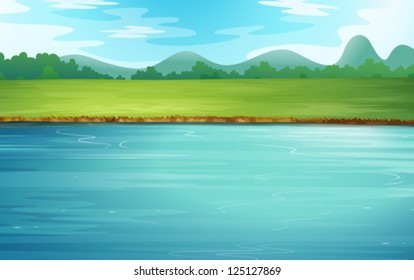 Illustration of a river and a beautiful landscape