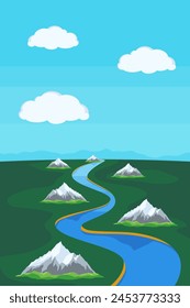 ilustración de arroyos de río y montaña