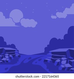 ilustración de un río y rocas