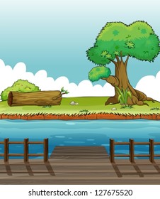 Illustration of a riverbank view