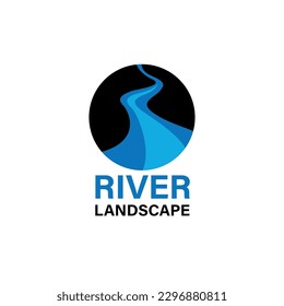 illustration of a rivers landscape design logo vector