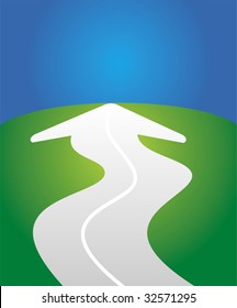 Illustration with road and arrow on the abstract background