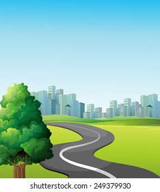 Illustration of a road to the city