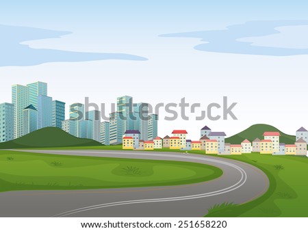 Illustration of a road to the city