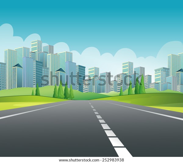 Illustration Road City Stock Vector (Royalty Free) 252983938