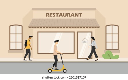 illustration of the road in front of the restaurant