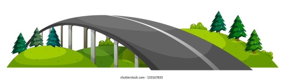 Illustration of a road at the hill on a white background