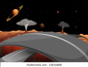 Illustration of a road in the outer space