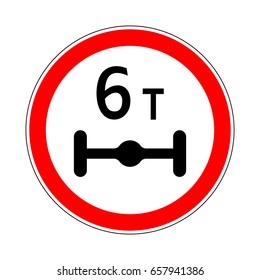 Illustration of Road Prohibitory Sign Maximum Weight Per Axle. Illustration on White